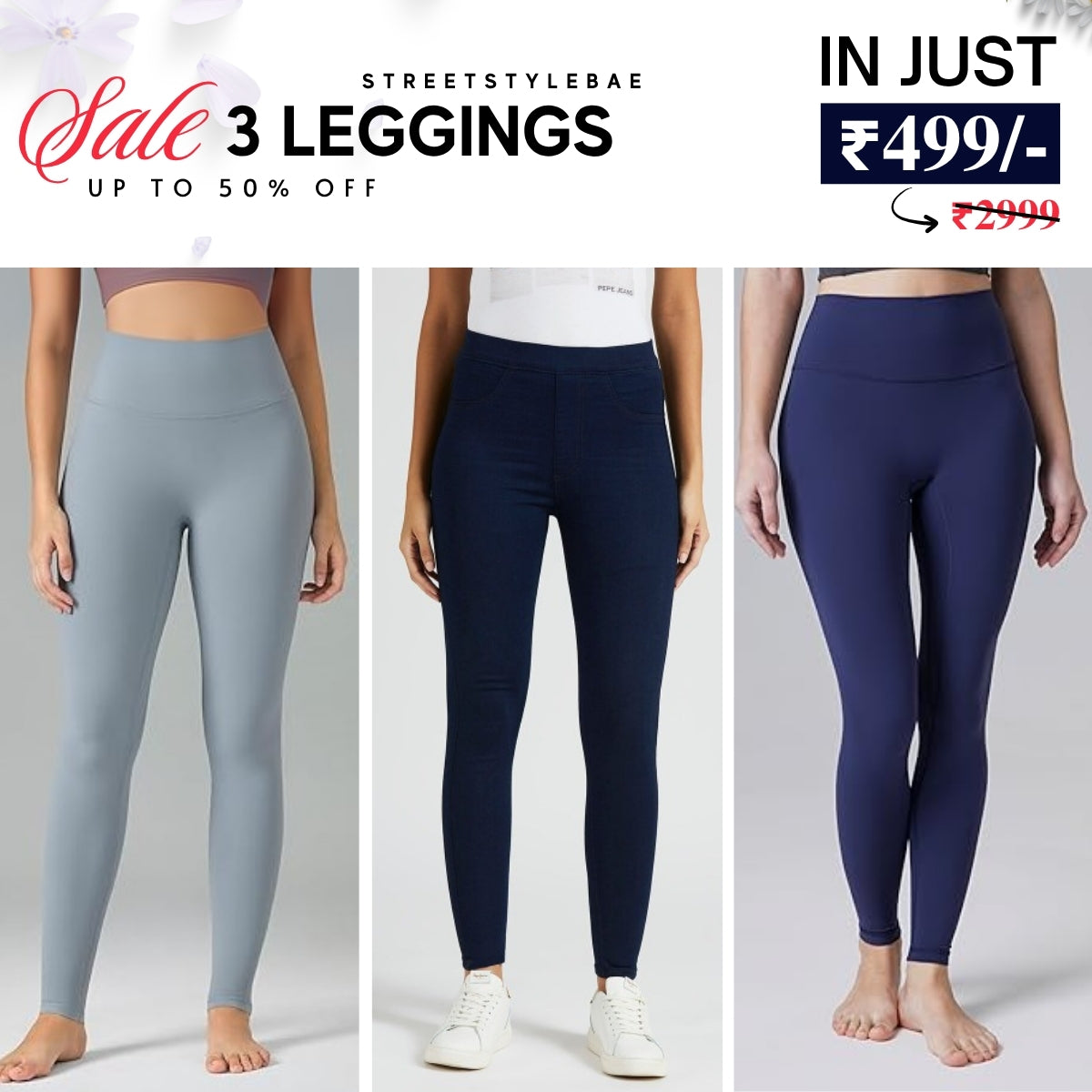 3-Pack Women's Leggings Combo - Comfortable & Stylish Bottoms | WL-10