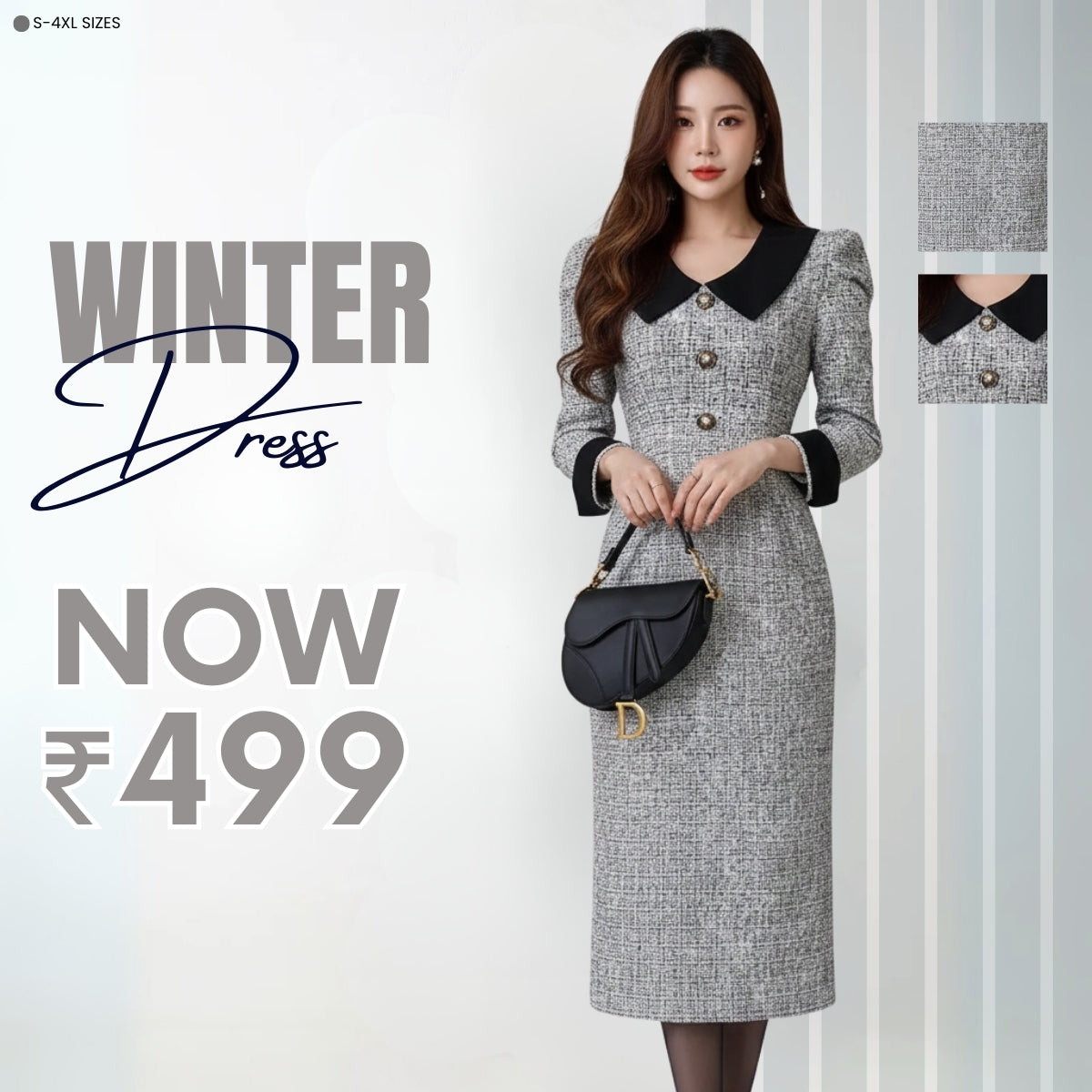 Classic Women's Winter Dress – Soft Fabric & Seasonal Style | WWD-10