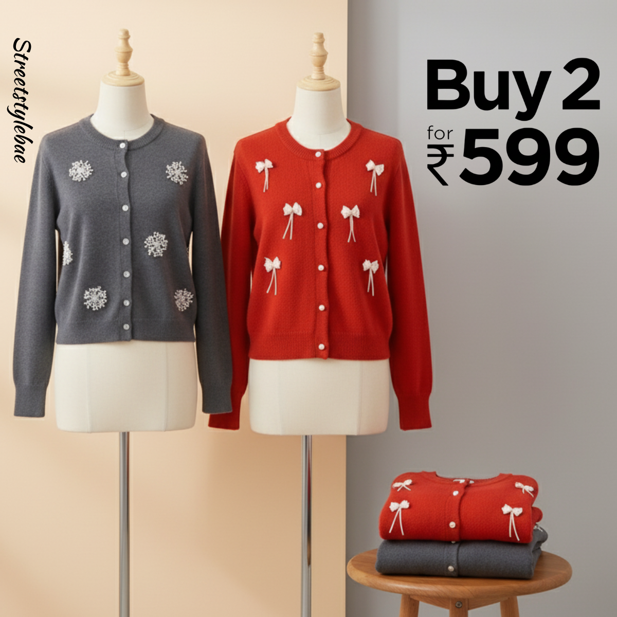 Pack of 2 Women's Cozy Winter Cardigans – Soft, Stylish & Warm | CR-11