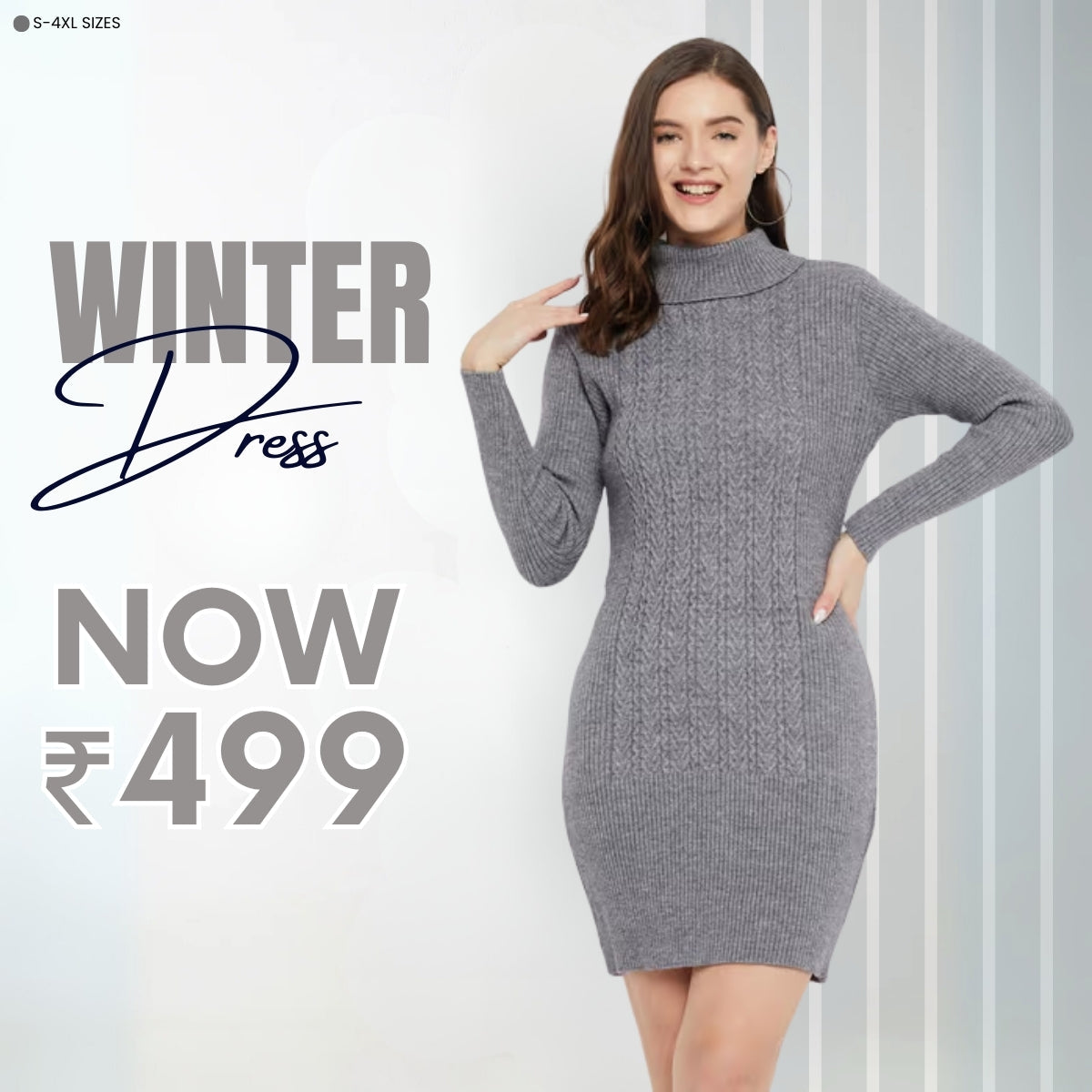 Classic Women's Winter Dress – Soft Fabric & Seasonal Style | WWD-11