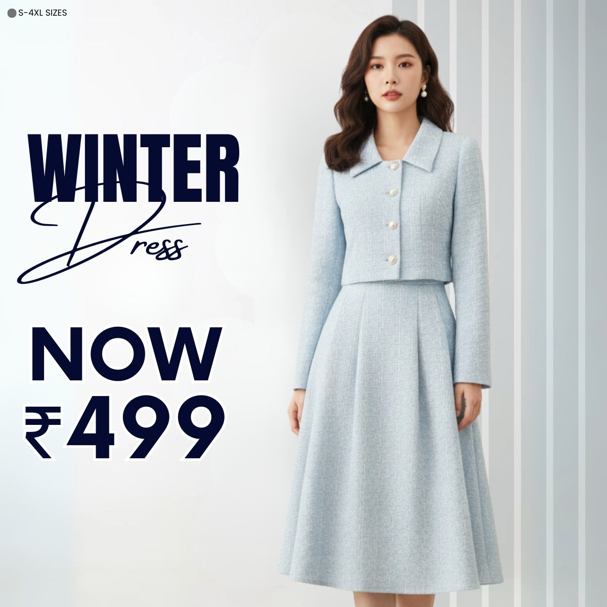 Classic Women's Winter Dress – Soft Fabric & Seasonal Style | WWD-12