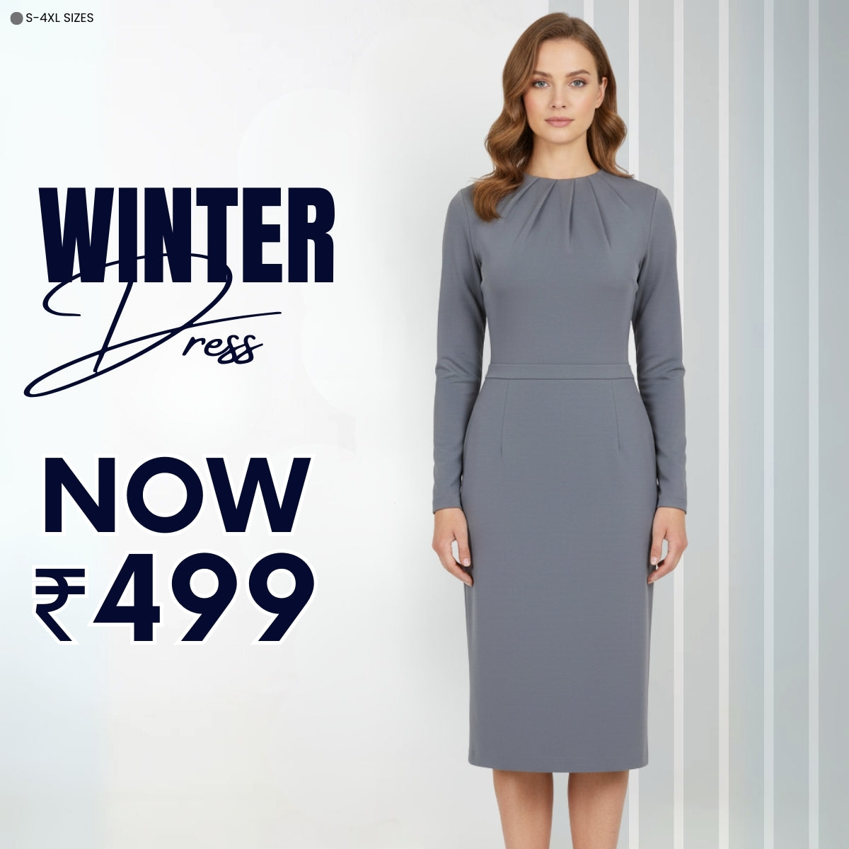 Classic Women's Winter Dress – Soft Fabric & Seasonal Style | WWD-13