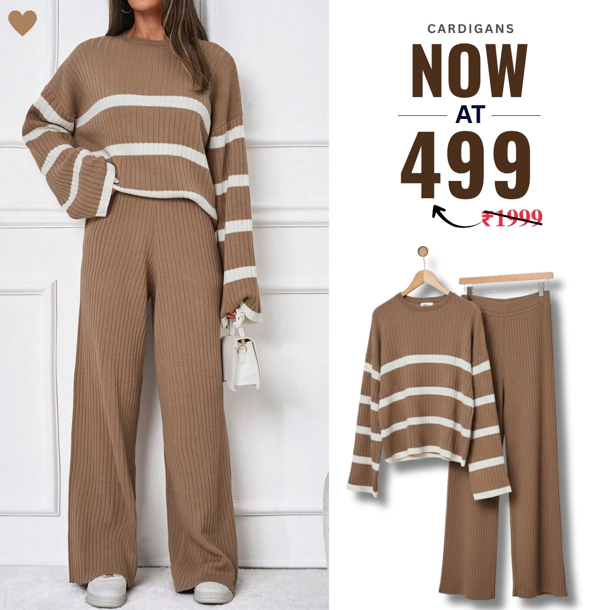 Winter Co-ord Sets for Women : Cozy Chic | Brown | WCS-05