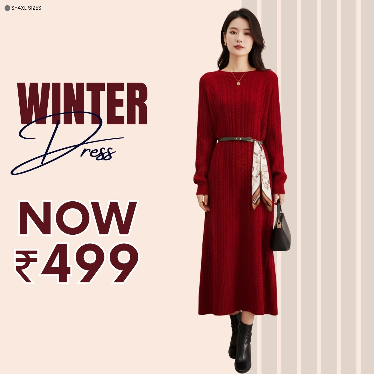 Classic Women's Winter Dress – Soft Fabric & Seasonal Style | WWD-15