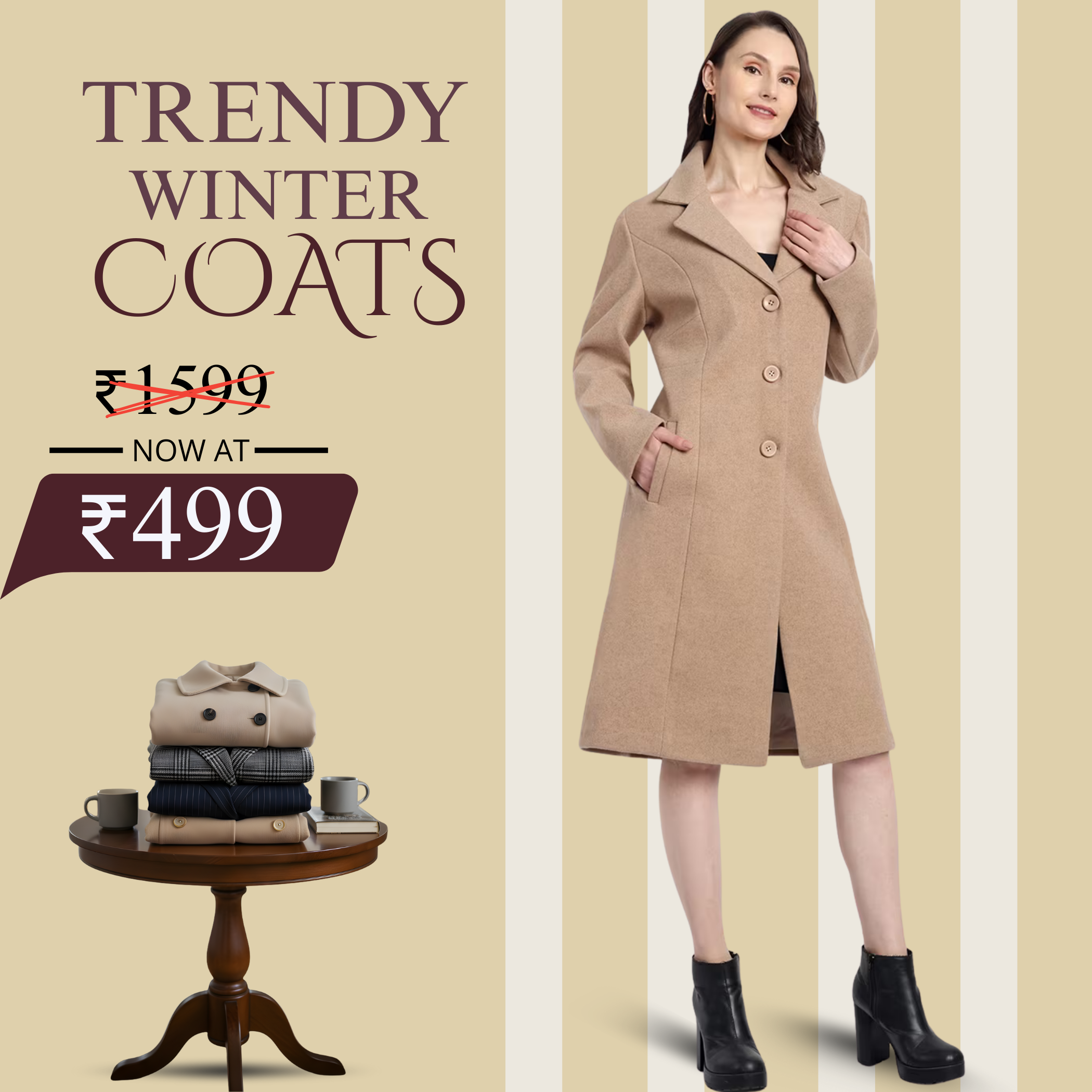 The Classic Single-Breasted Camel Coat - WTC0011