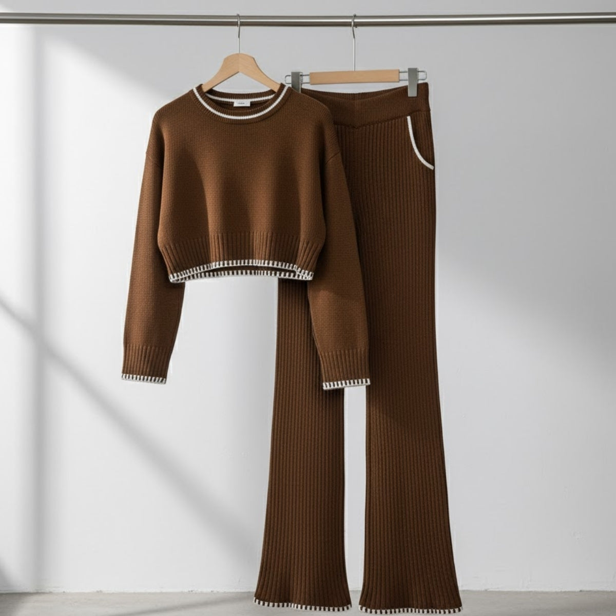 Winter Warmth , Hot Style Crop Co-ords | Brown | CSS-37