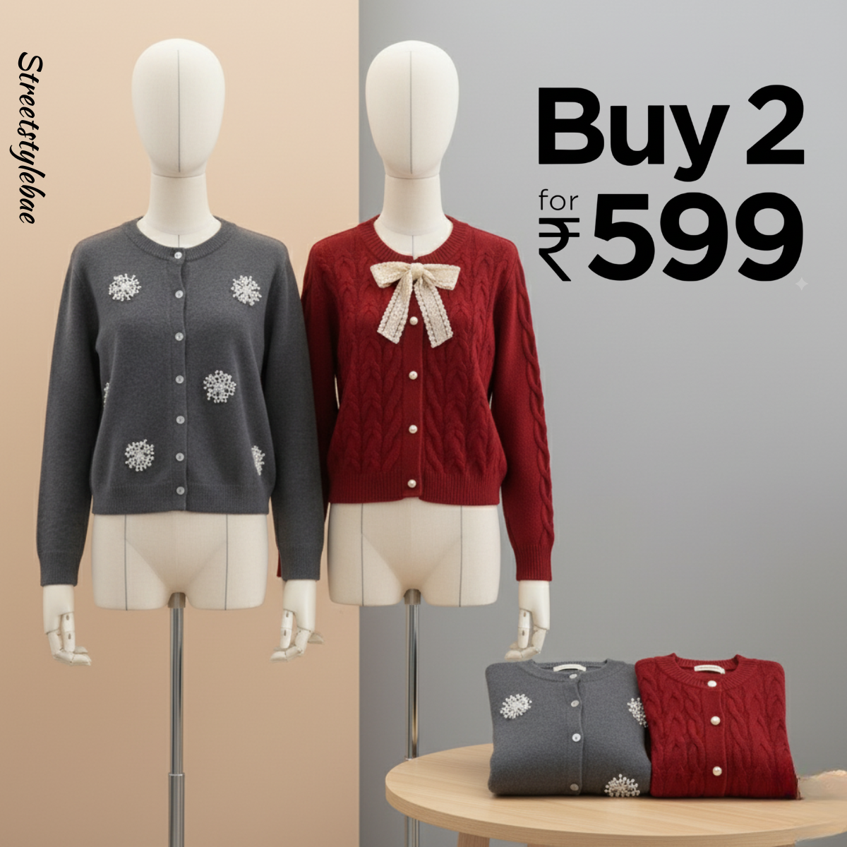 Pack of 2 Women's Cozy Winter Cardigans – Soft, Stylish & Warm | CR-01
