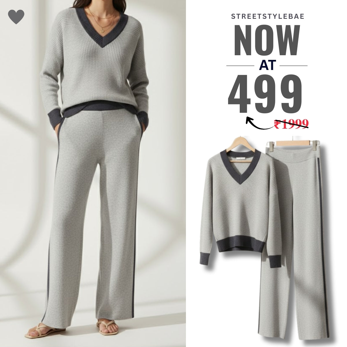 Winter Warmth , Hot Style Crop Co-ords | Grey | CSS-38
