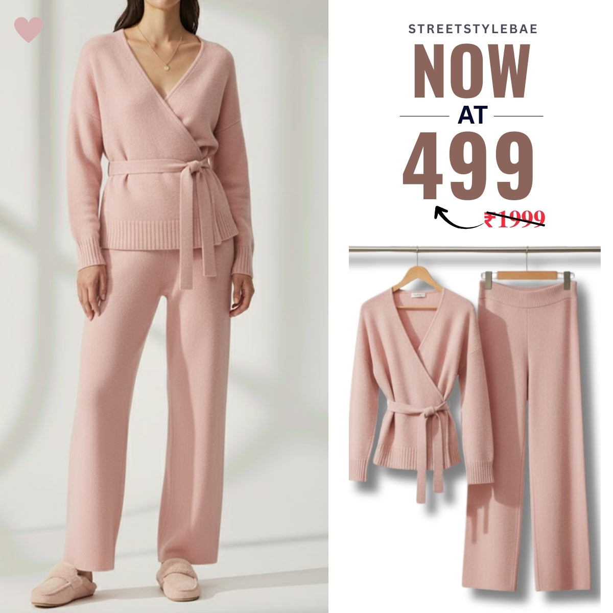 Winter Warmth , Hot Style Crop Co-ords | Baby-Pink | CSS-39