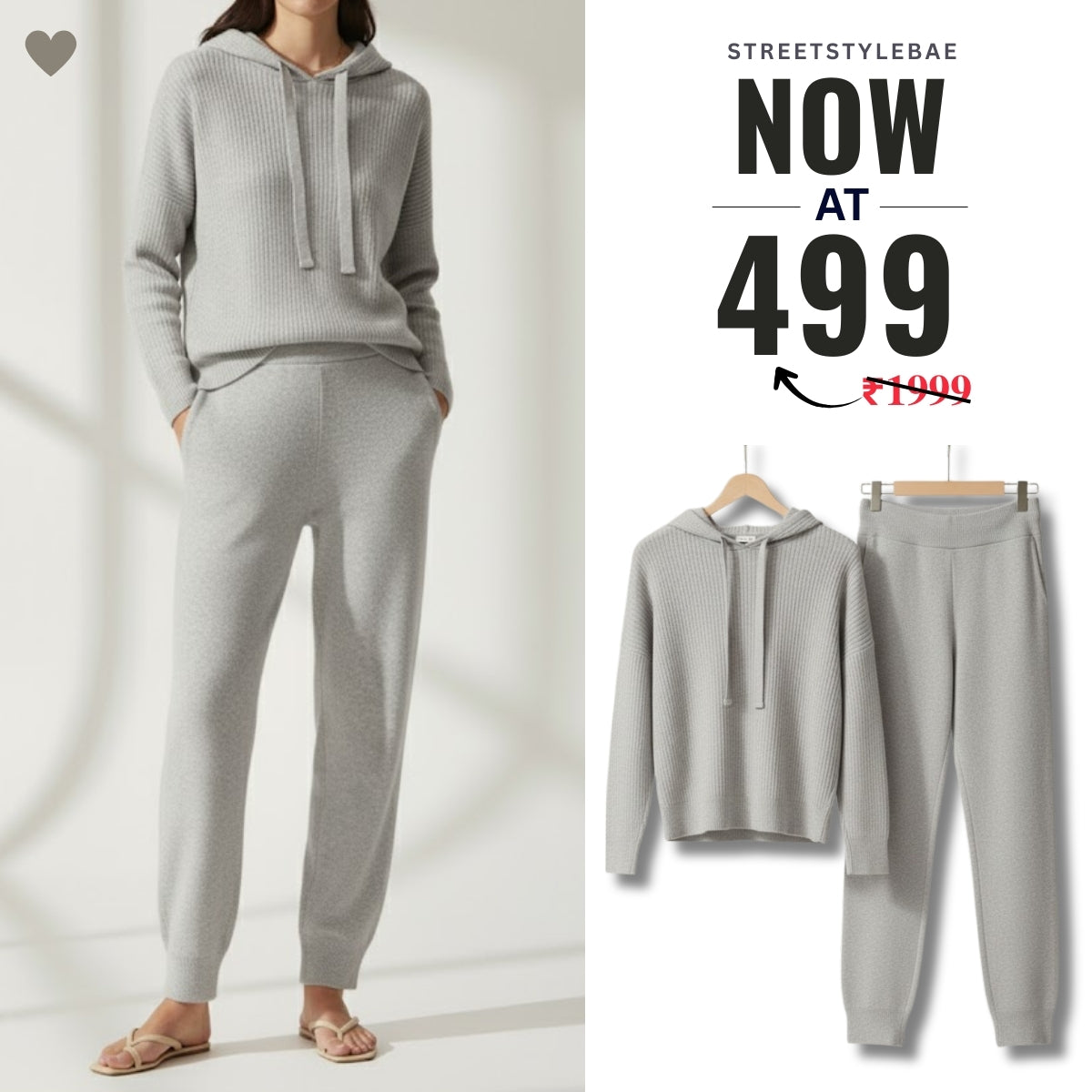 Winter Warmth , Hot Style Crop Co-ords | Gray | CSS-41