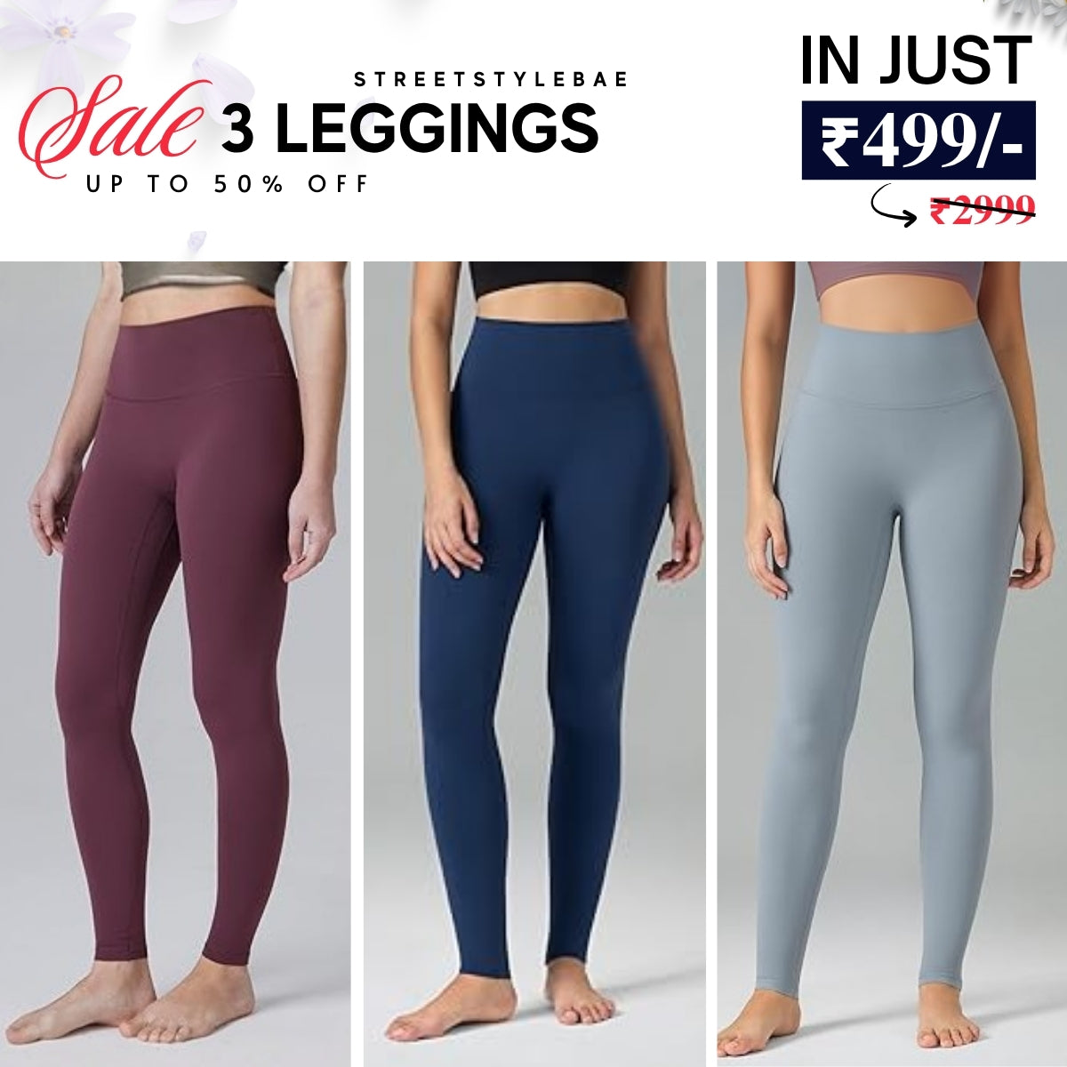 3-Pack Women's Leggings Combo - Comfortable & Stylish Bottoms | WL-02