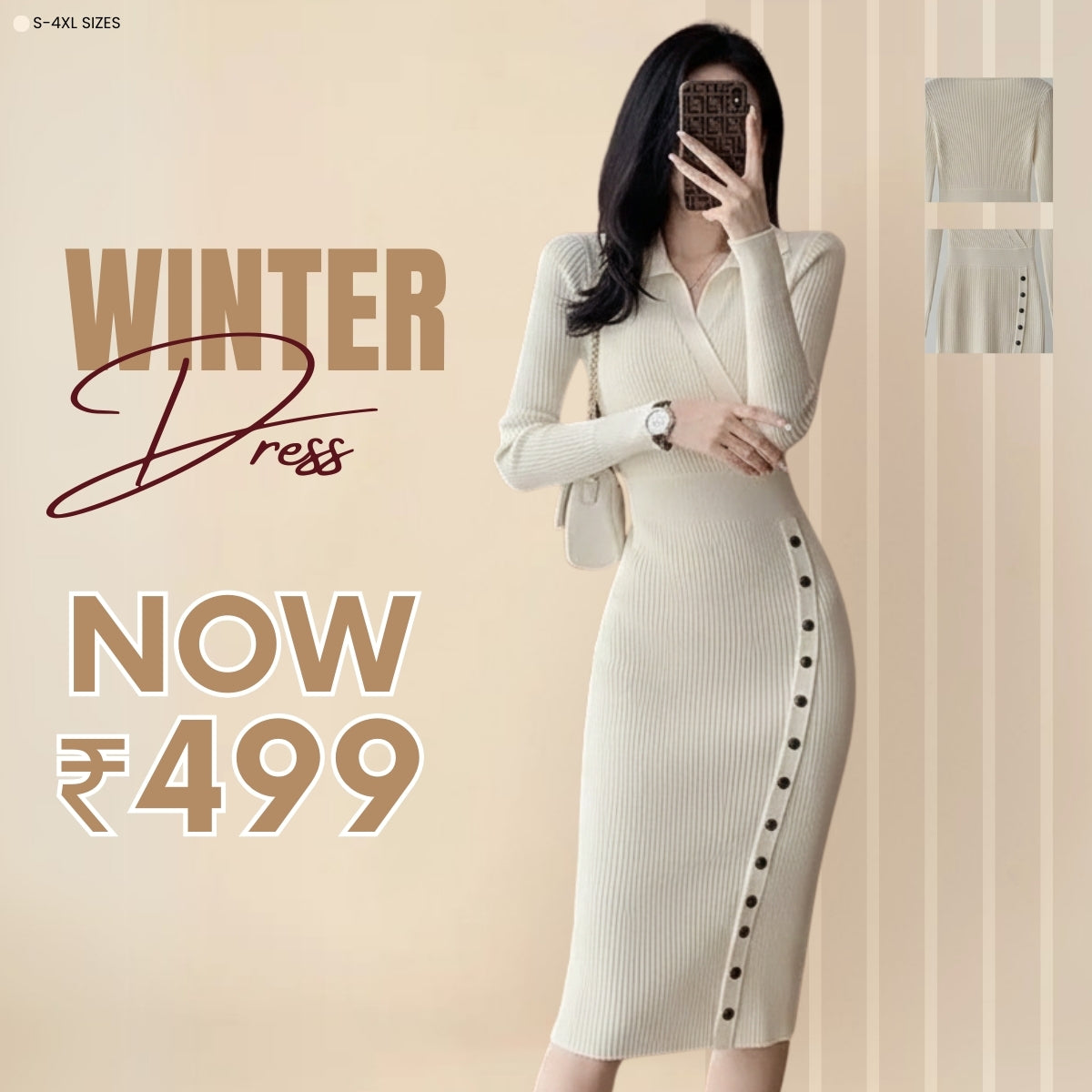 Classic Women's Winter Dress – Soft Fabric & Seasonal Style | WWD-02