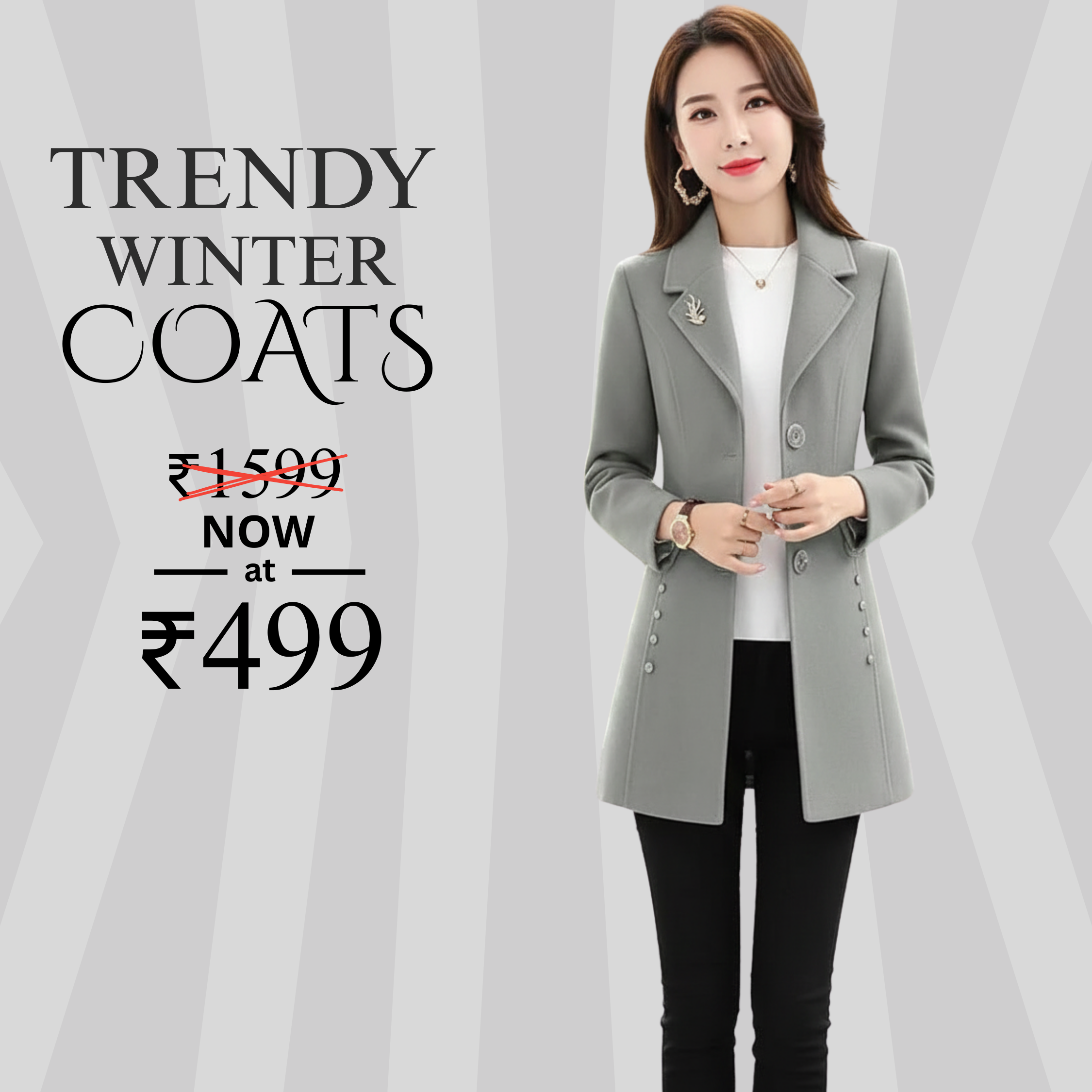 The Refined Grey-Green Tailored Coat - WTC0018