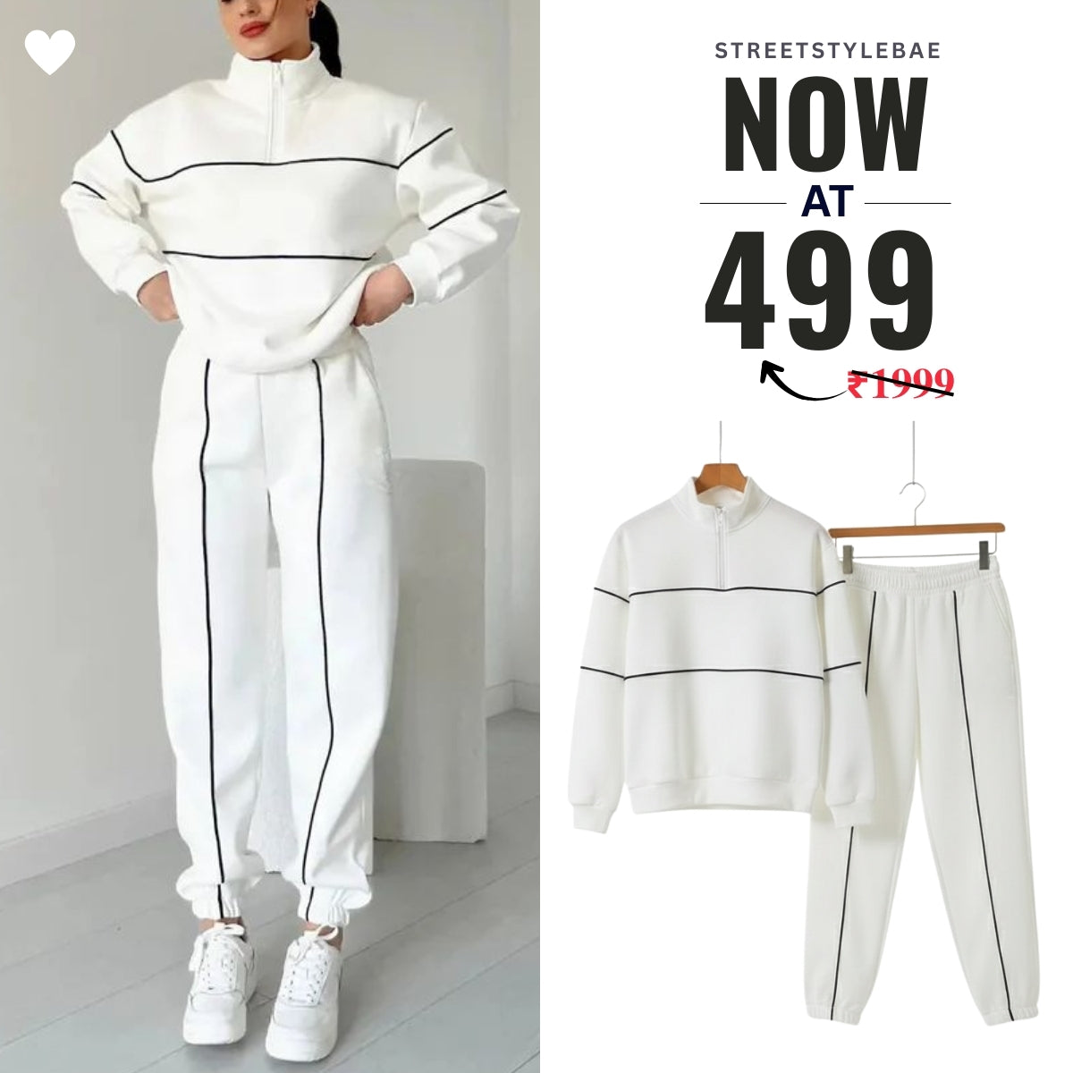 Winter Warmth , Hot Style Crop Co-ords | White | CSS-42