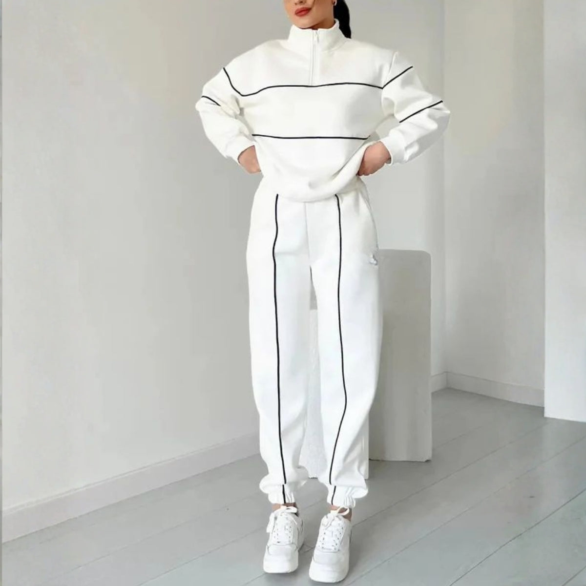 Winter Warmth , Hot Style Crop Co-ords | White | CSS-42