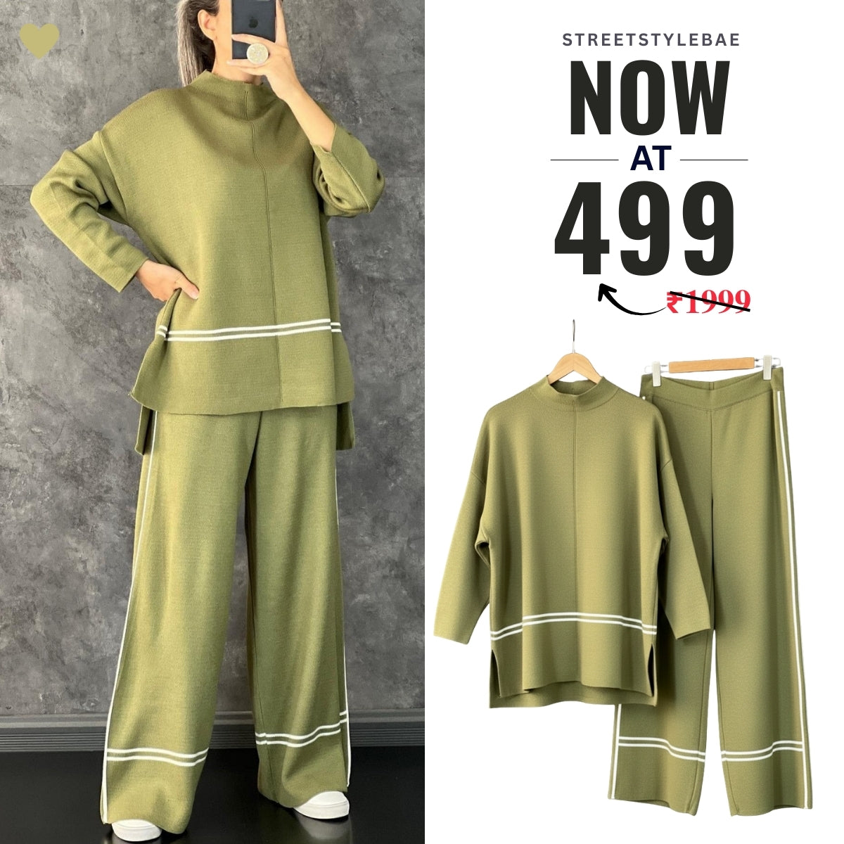 Winter Warmth , Hot Style Crop Co-ords | Green | CSS-43