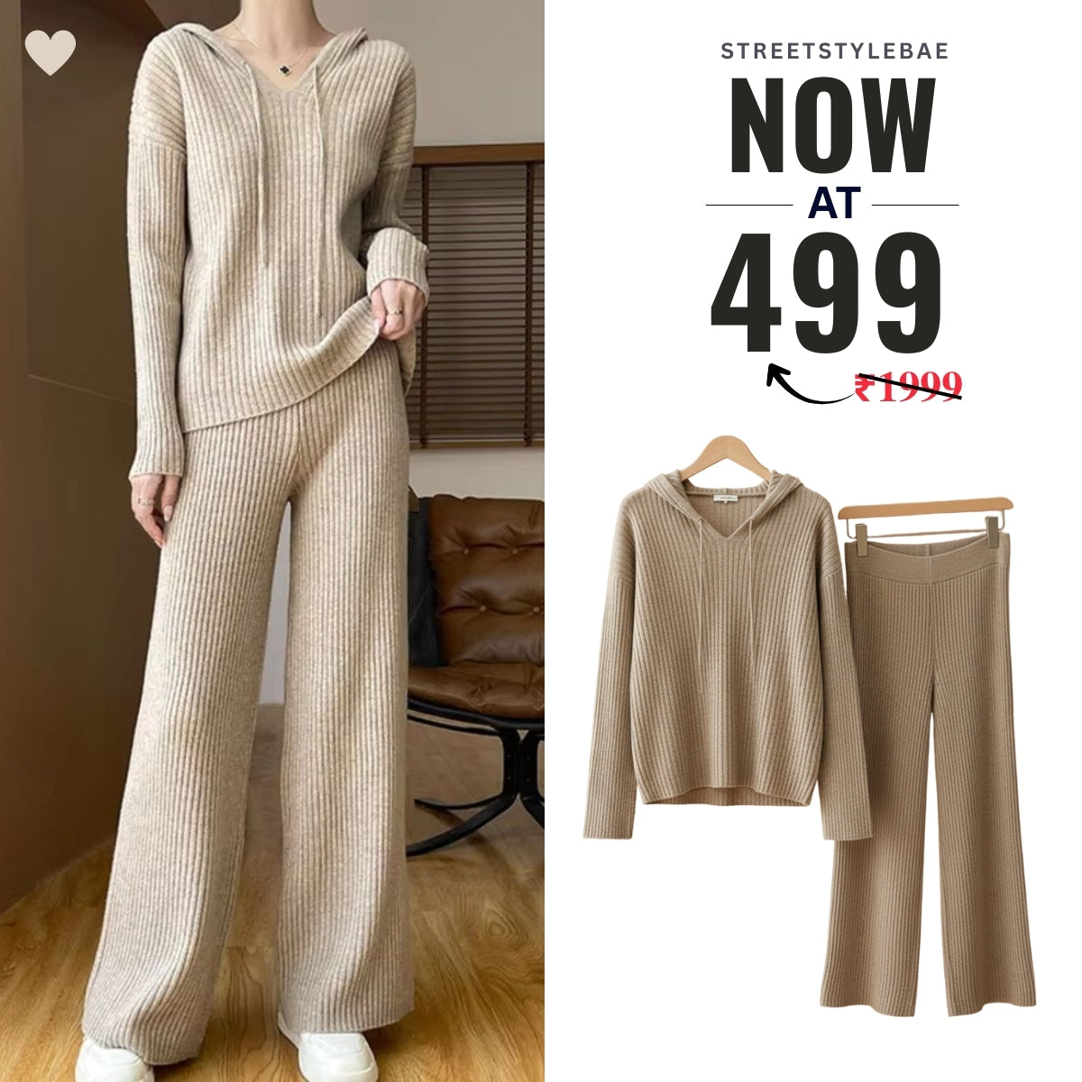 Winter Warmth , Hot Style Crop Co-ords | Warm-Beige | CSS-45