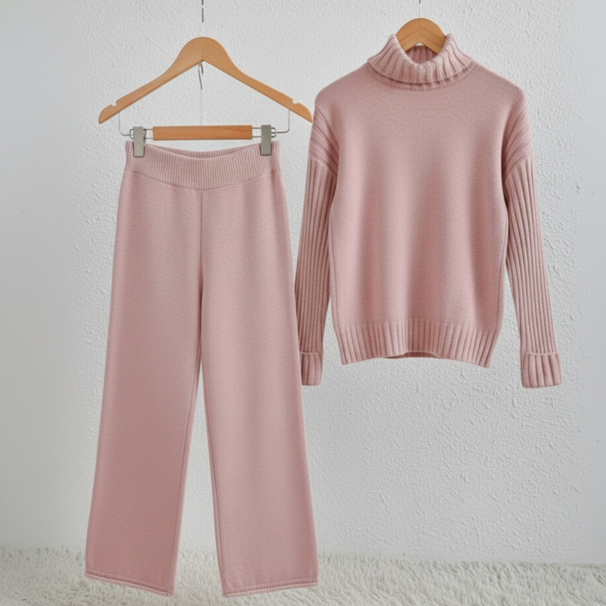 Cozy-Chic Winter Crop Co-ord Sets for Women | Pink | CSS-46