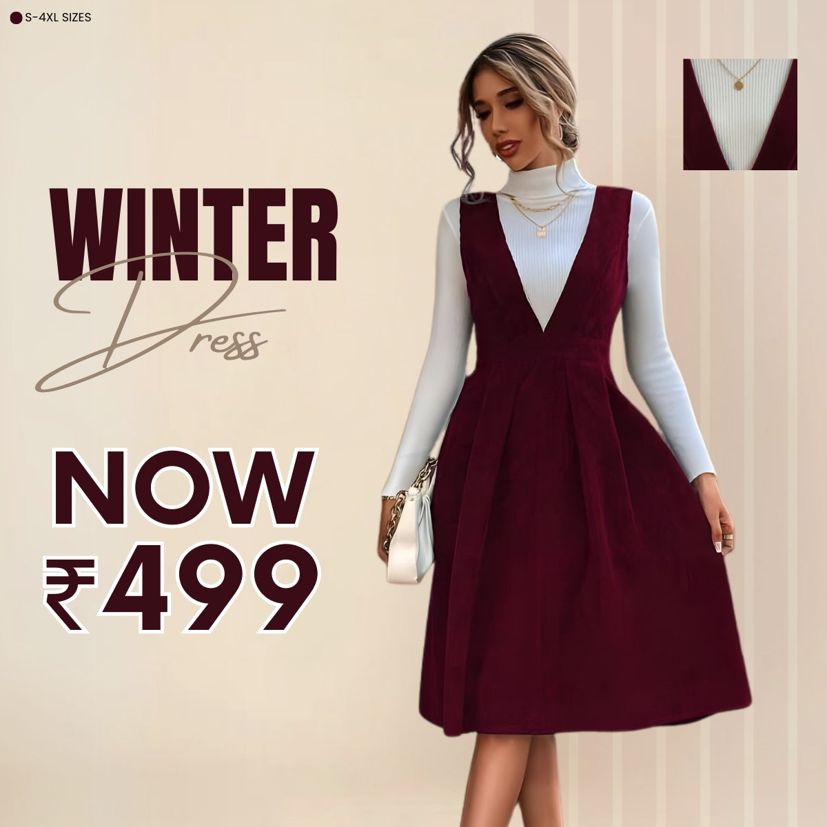 Classic Women's Winter Dress – Soft Fabric & Seasonal Style | WWD-04