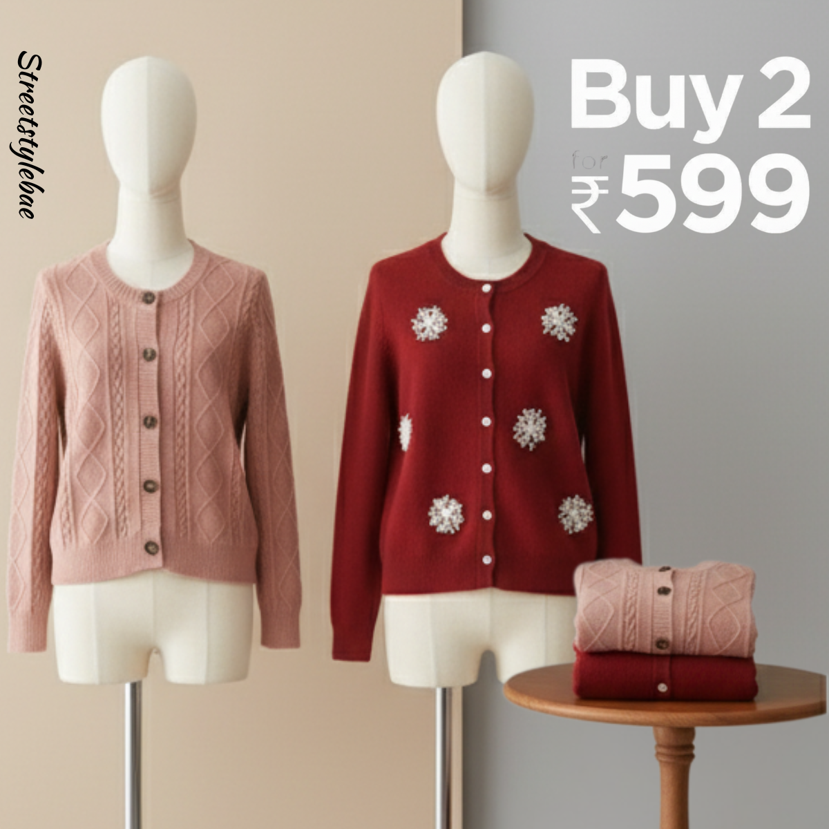 Pack of 2 Women's Cozy Winter Cardigans – Soft, Stylish & Warm | CR-04