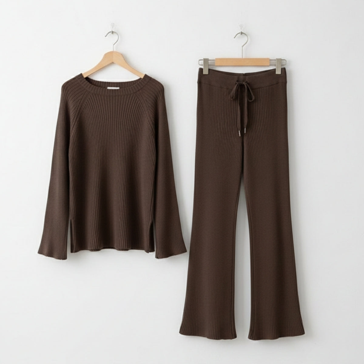 Cozy-Chic Winter Crop Co-ord Sets for Women | Brown | CSS-48