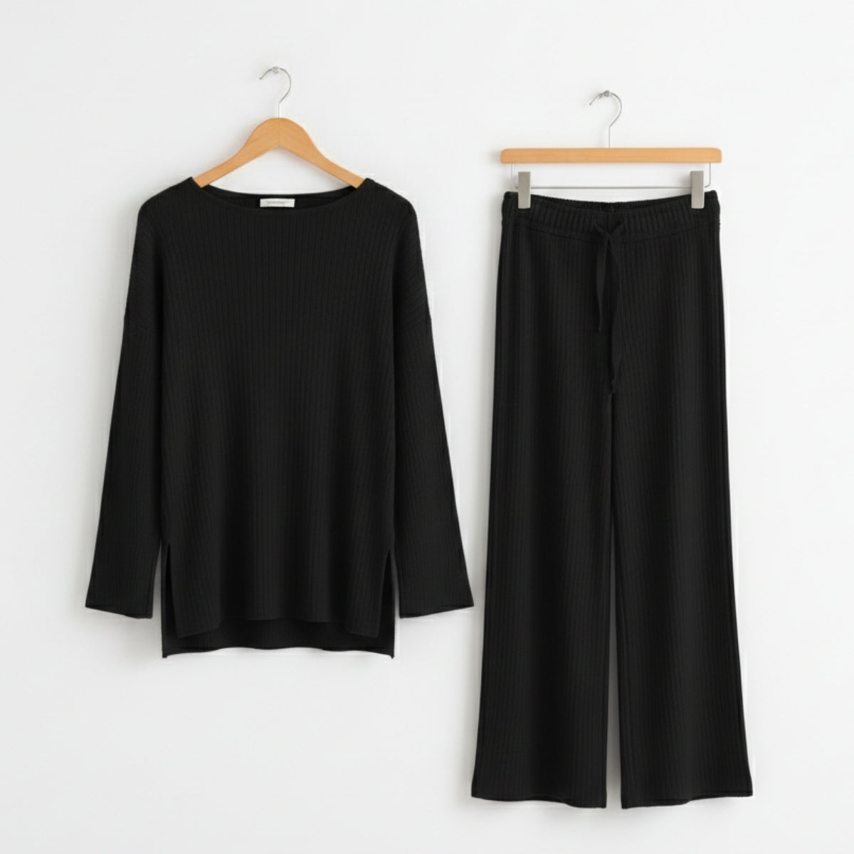 Cozy-Chic Winter Crop Co-ord Sets for Women | Black | CSS-49