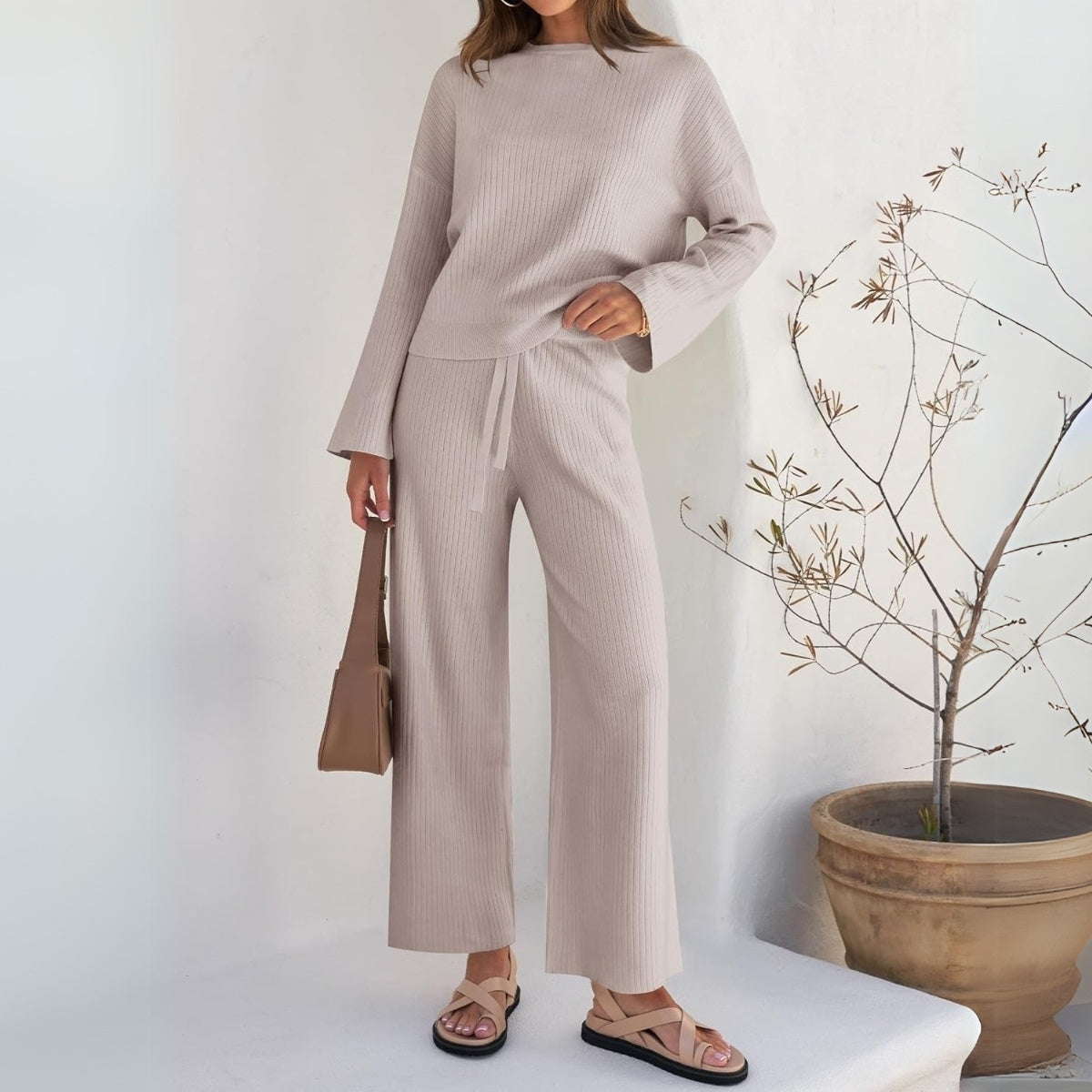 Cozy-Chic Winter Crop Co-ord Sets for Women | Warm-Pink | CSS-50