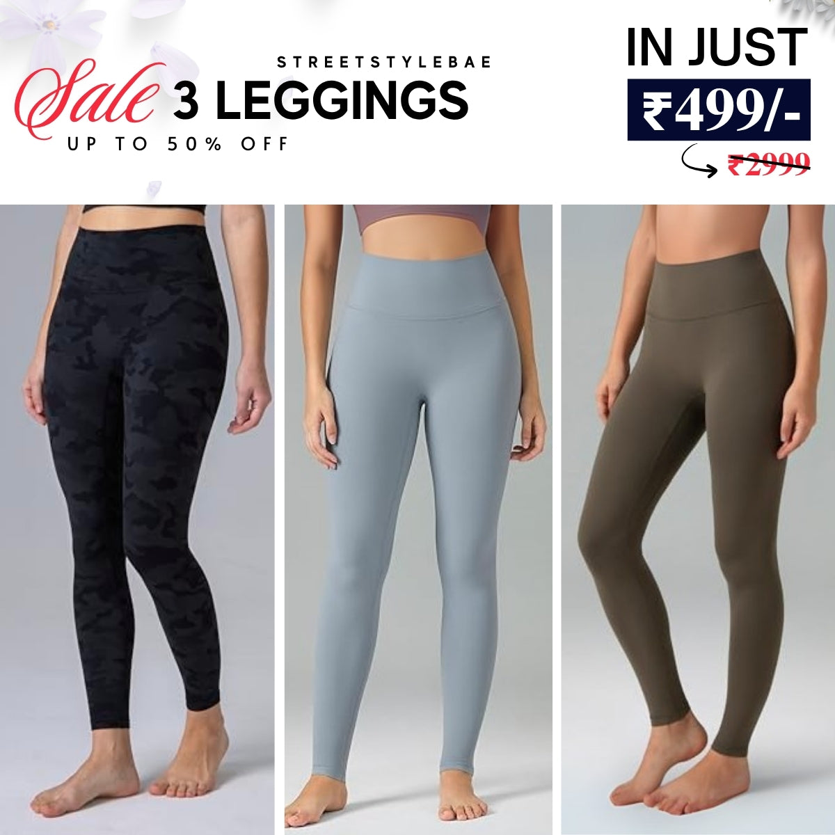 3-Pack Women's Leggings Combo - Comfortable & Stylish Bottoms | WL-05