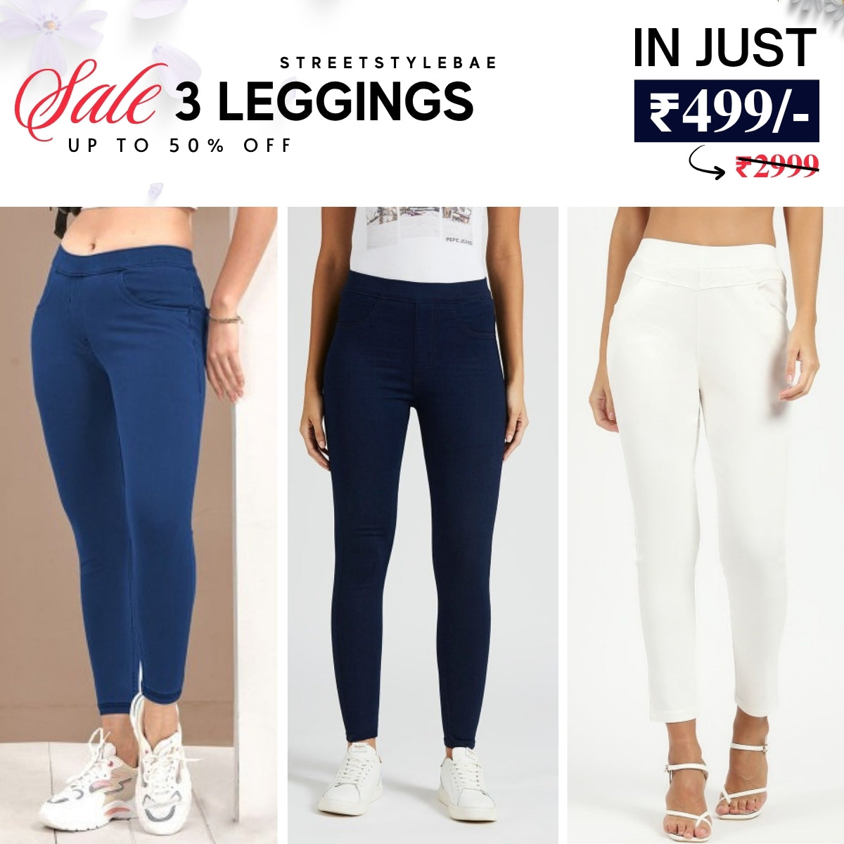 3-Pack Women's Leggings Combo - Comfortable & Stylish Bottoms | WL-06