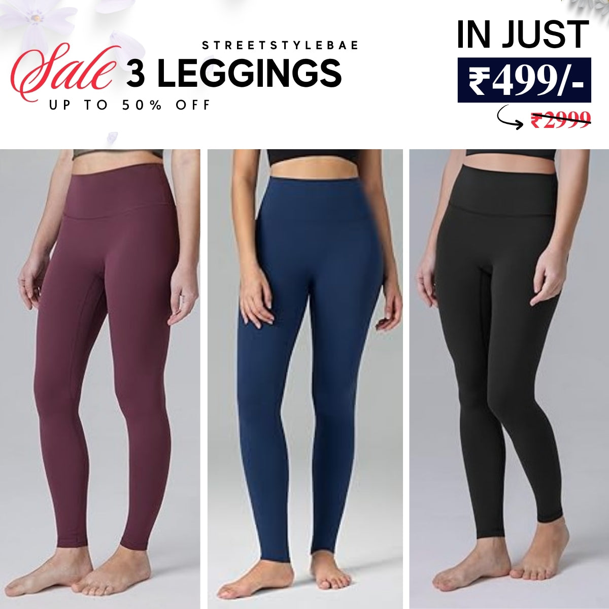 3-Pack Women's Leggings Combo - Comfortable & Stylish Bottoms | WL-07