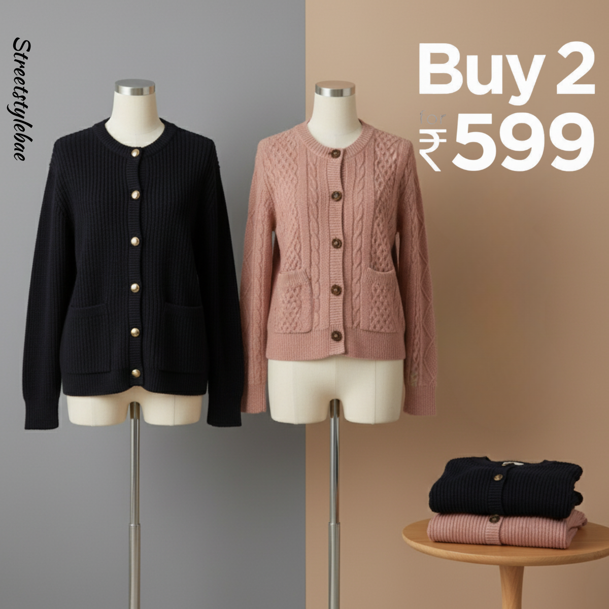 Pack of 2 Women's Cozy Winter Cardigans – Soft, Stylish & Warm | CR-07