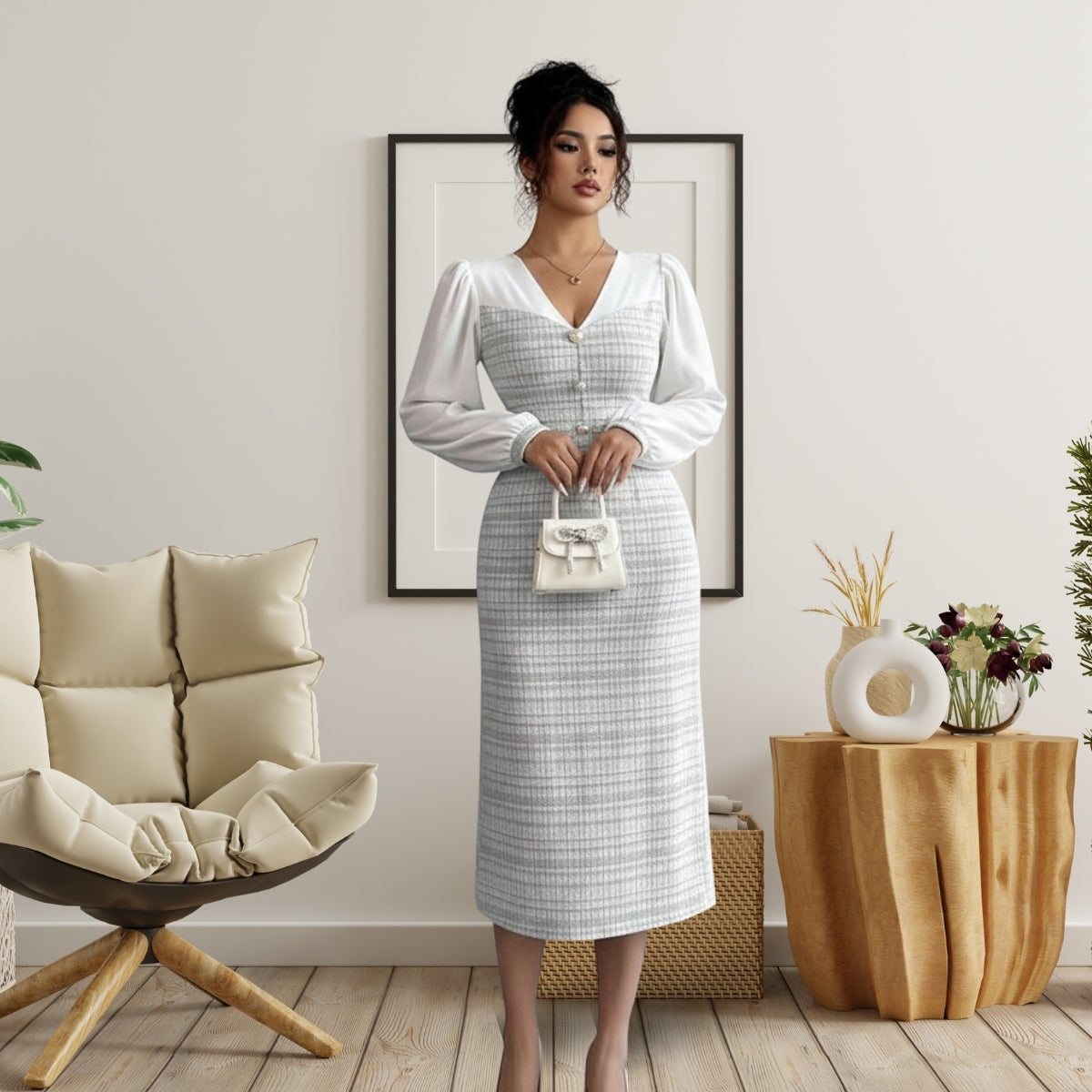 Classic Women's Winter Dress – Soft Fabric & Seasonal Style | WWD-07