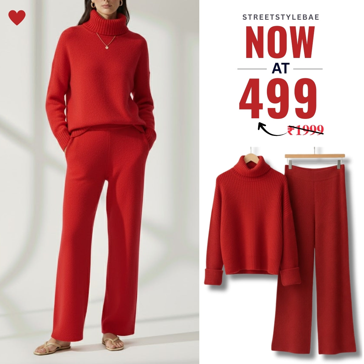 Winter Warmth , Hot Style Co-ords | Cherry-Red | CSS-34