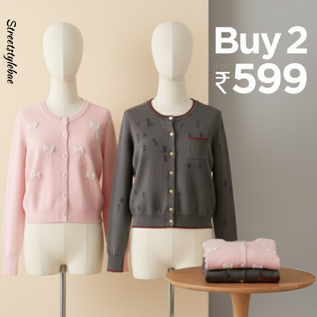 Pack of 2 Women's Cozy Winter Cardigans – Soft, Stylish & Warm | CR-09