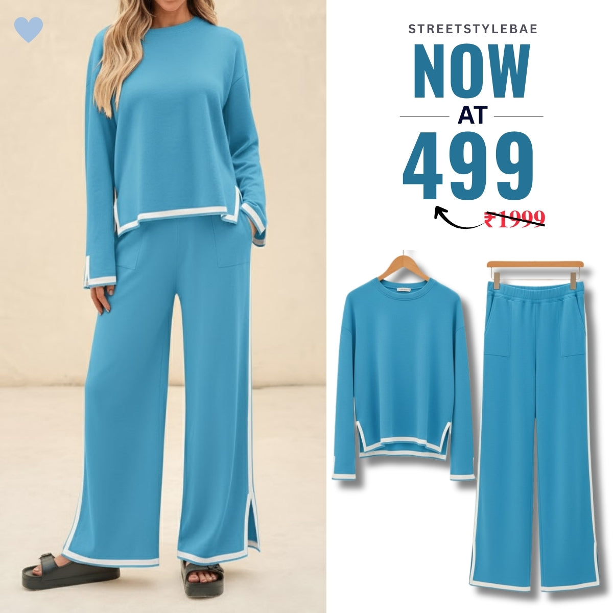 Winter Warmth , Hot Style Co-ords | Sky-Blue | CSS-32